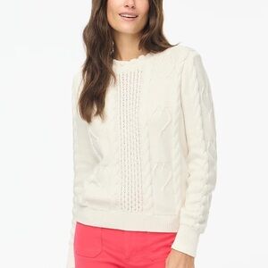 J crew Cable-knit hearts crewneck sweater
